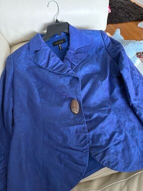 Escada Royal Blue Women's Tailored Blazer with Statement Button